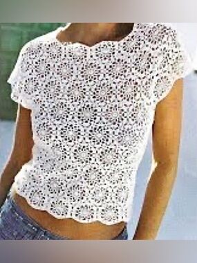 Alfani White Crochet Short Sleeve Camisole Top